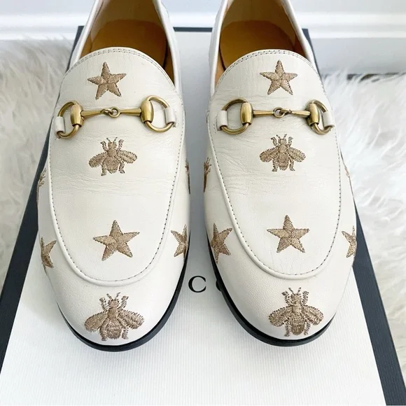 Gucci Bee Star Embroidered Leather Loafer White
Gold size 36.5 NEW - Picture 3 of 9